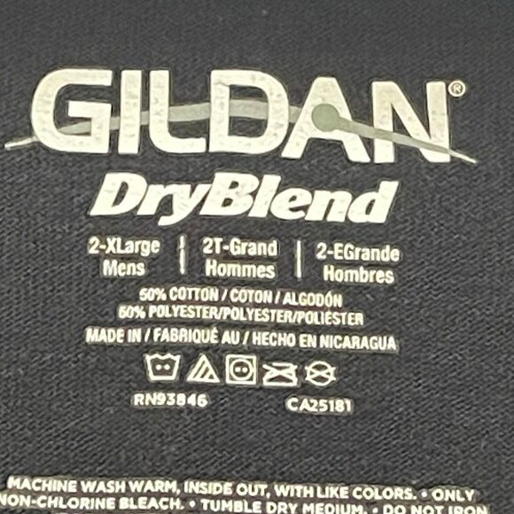 Gildan Black T-Shirt Men’s 2XL Yellow Merge Logo Short Sleeve Graphic Tee - Picture 4 of 5